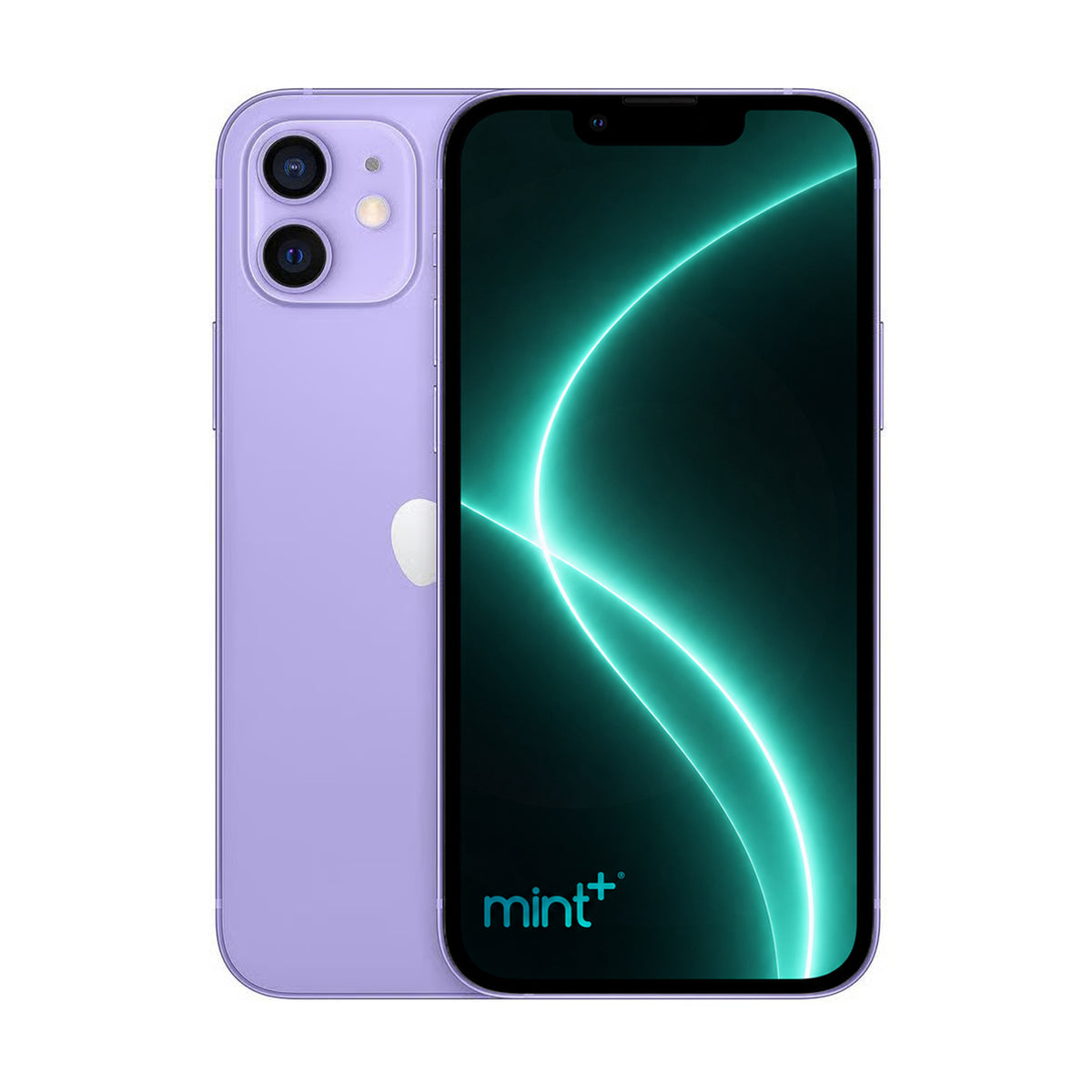 Photo of iPhone 12 mini purple with mint+ wallpaper