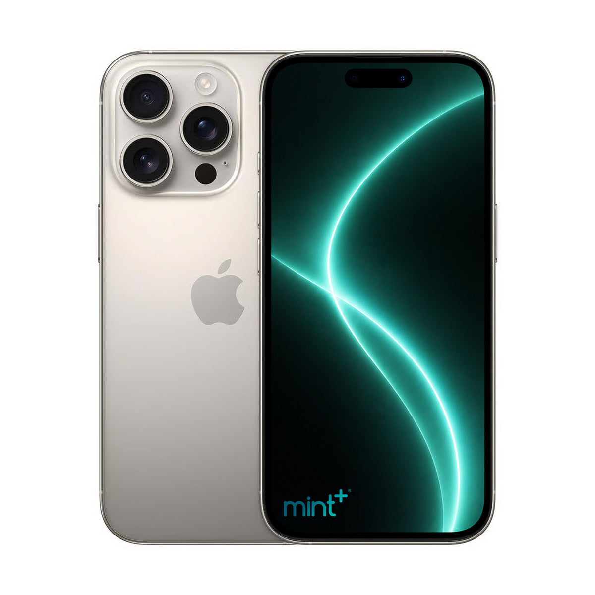 Photo of iPhone 16 pro titanium with mint+ wallpaper
