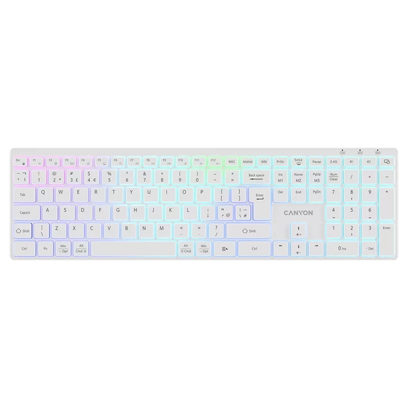 Canyon Keyboard HKB-W11 UK/US RGB Dual Mode Wireless White