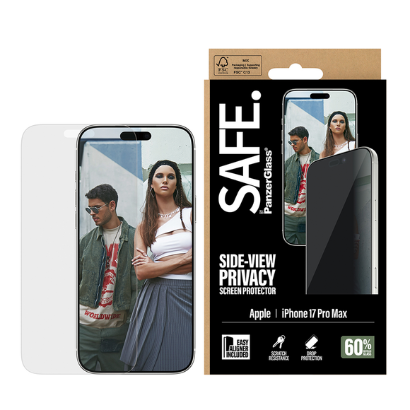 SAFE Privacy Glass for iPhone 17 Pro Max UWF w/Aligner