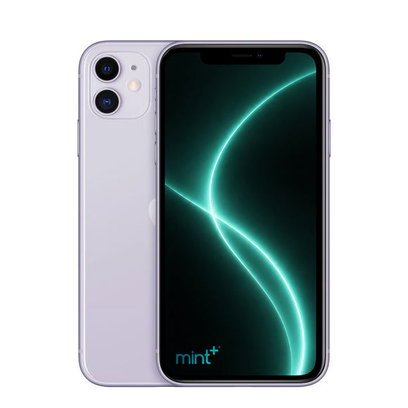 Photo of iPhone 11 purple with mint+ wallpaper