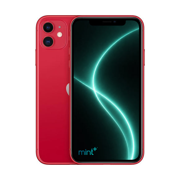 Photo of iPhone 11 red with mint+ wallpaper