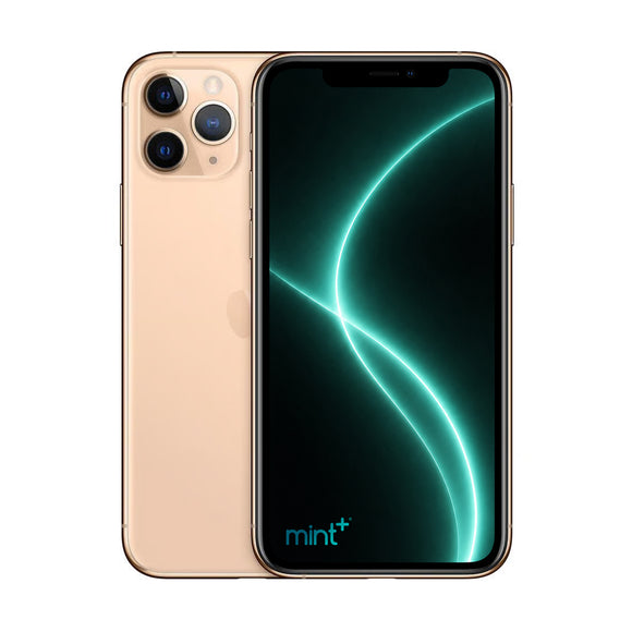 Photo of iPhone 11 Pro gold with mint+ wallpaper