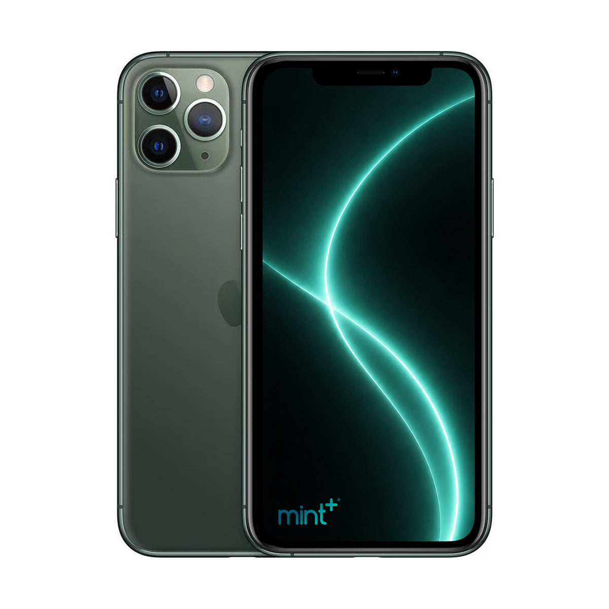 Photo of iPhone 11 Pro green with mint+ wallpaper