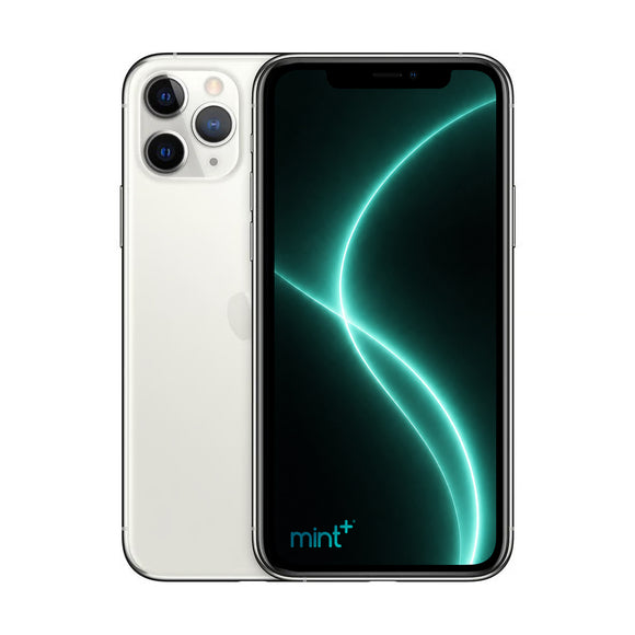Photo of iPhone 11 Pro white with mint+ wallpaper