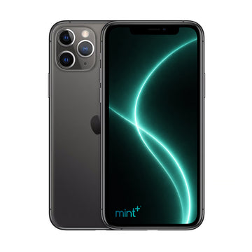 Photo of iPhone 11 Pro Max gray with mint+ wallpaper