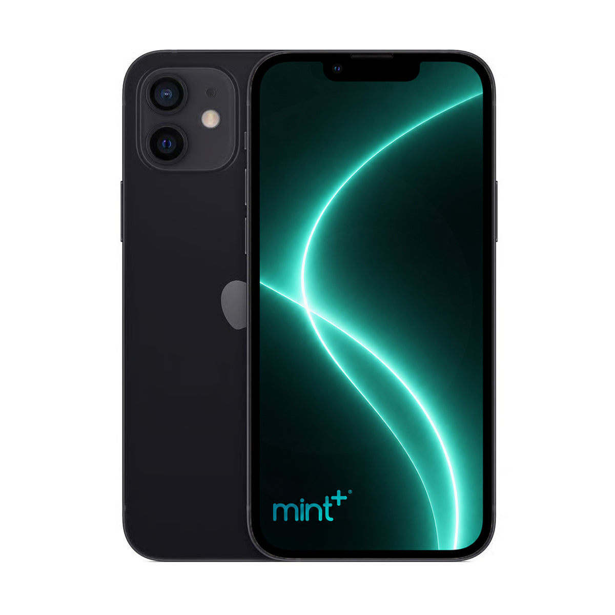 Photo of iPhone 12 black with mint+ wallpaper