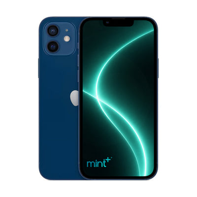 Photo of iPhone 12 mini blue with mint+ wallpaper