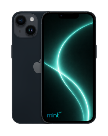 photo iPhone 14 Plus black with mint+ wallpaper
