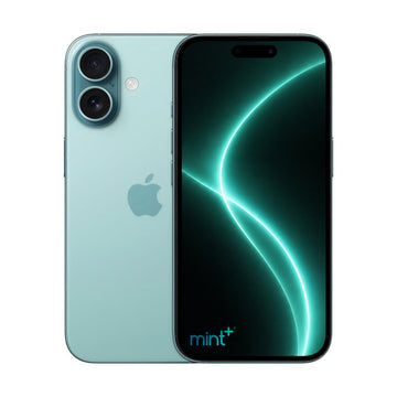 Photo of iPhone 16 teal with mint+ wallpaper