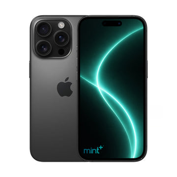 Photo of iPhone 16 pro max black with mint+ wallpaper